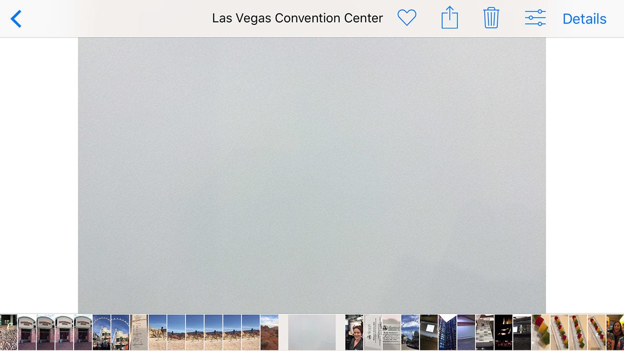 A white wall at the Las Vegas Convention Center with an iPhone 6Plus shows the exposure makes it 12.5% gray