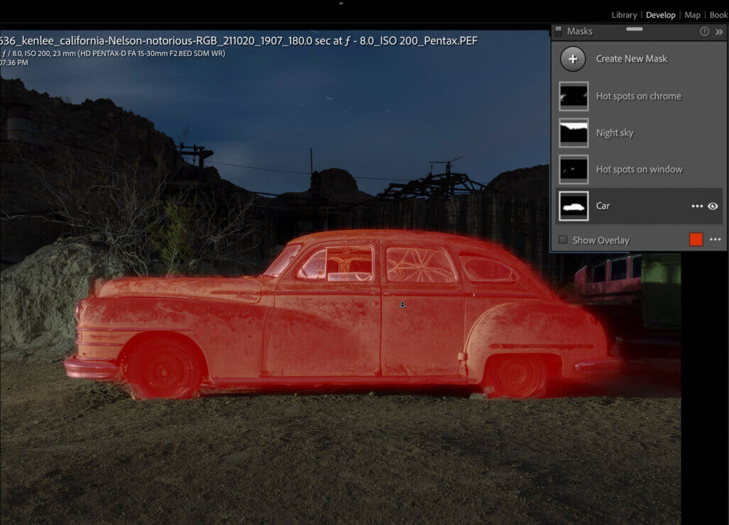 Lightroom Classic was able to select the automobile in seconds.