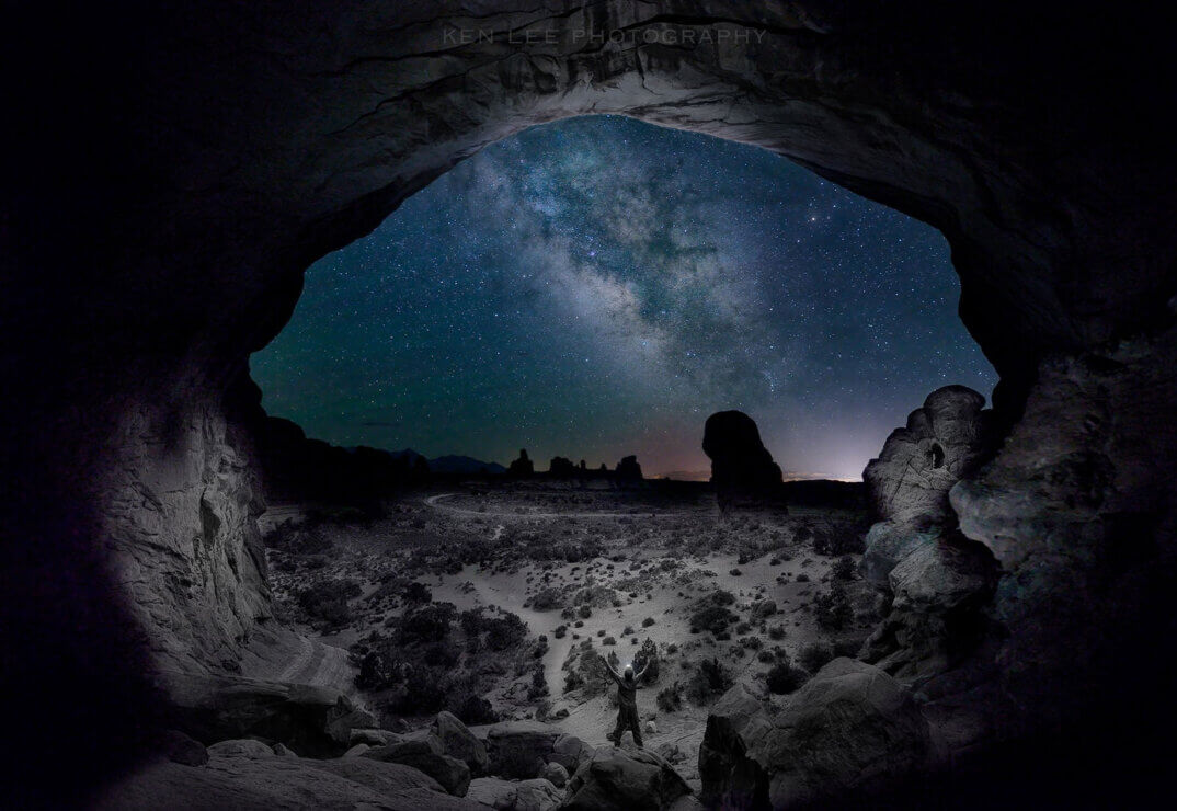Night photo, Double Arch, Arches National Park, Utah. imposter syndrome