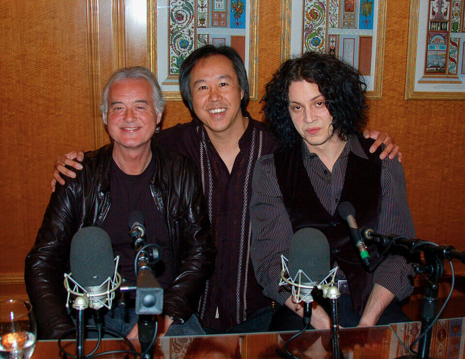 Fanboy mode. Jimmy Page, me, and Jack White.