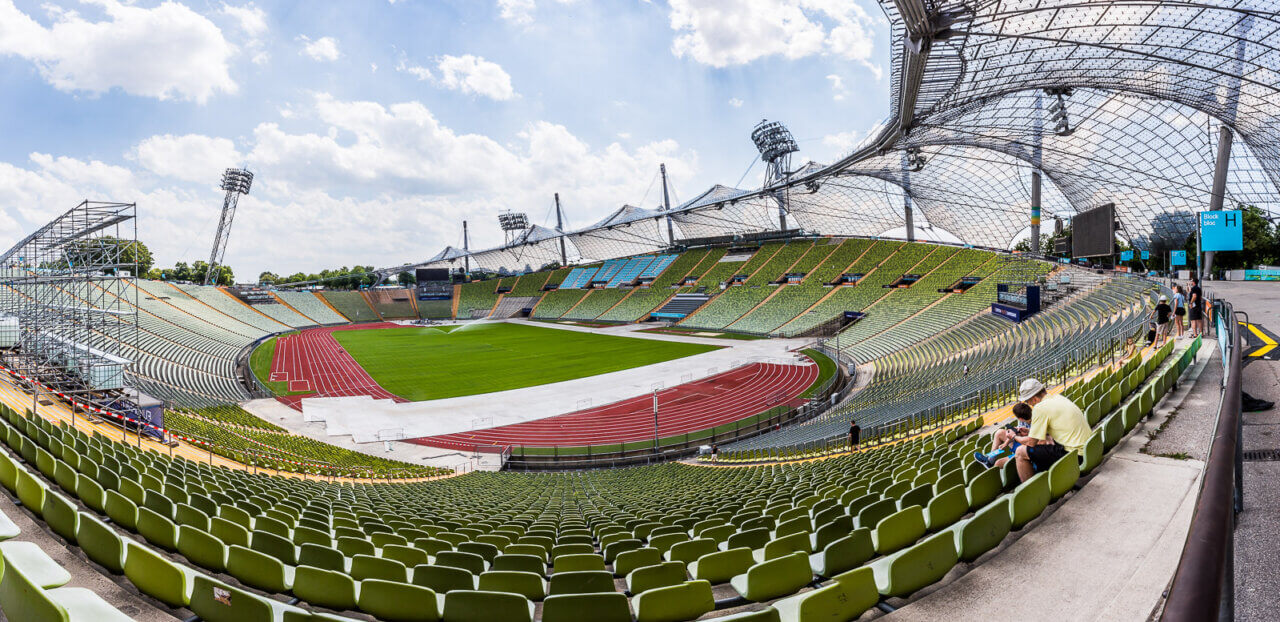 panoramic image of Olympic Stadium Munich story