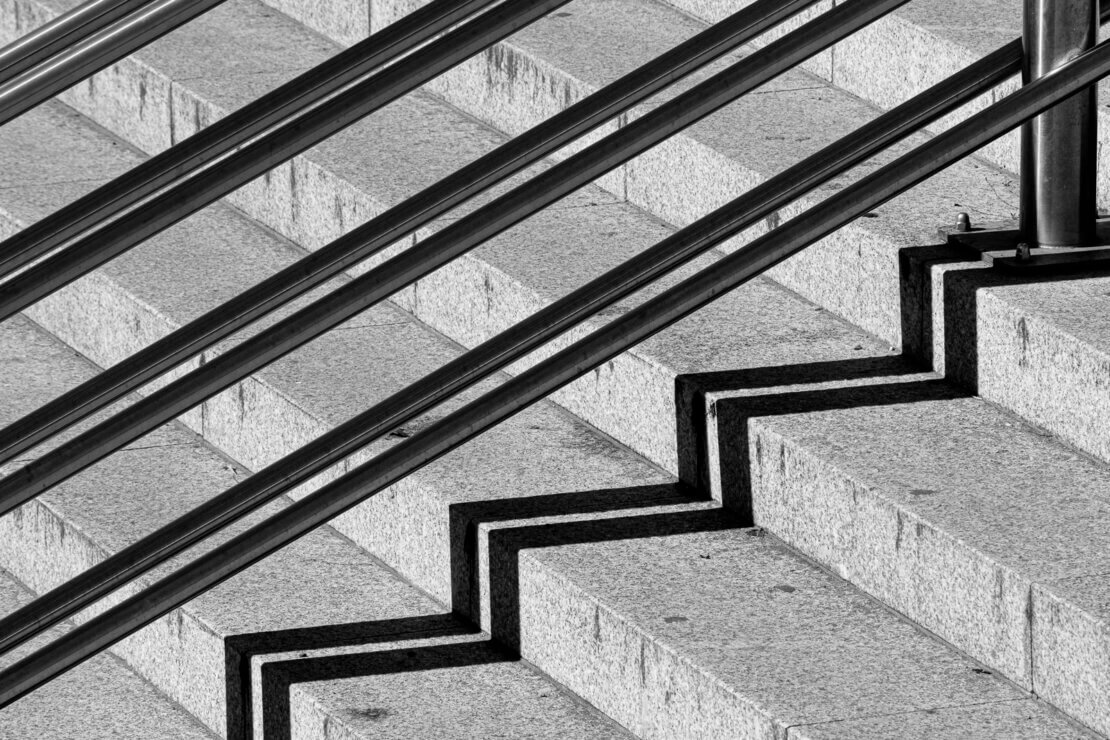 zig zag shadows on stairs